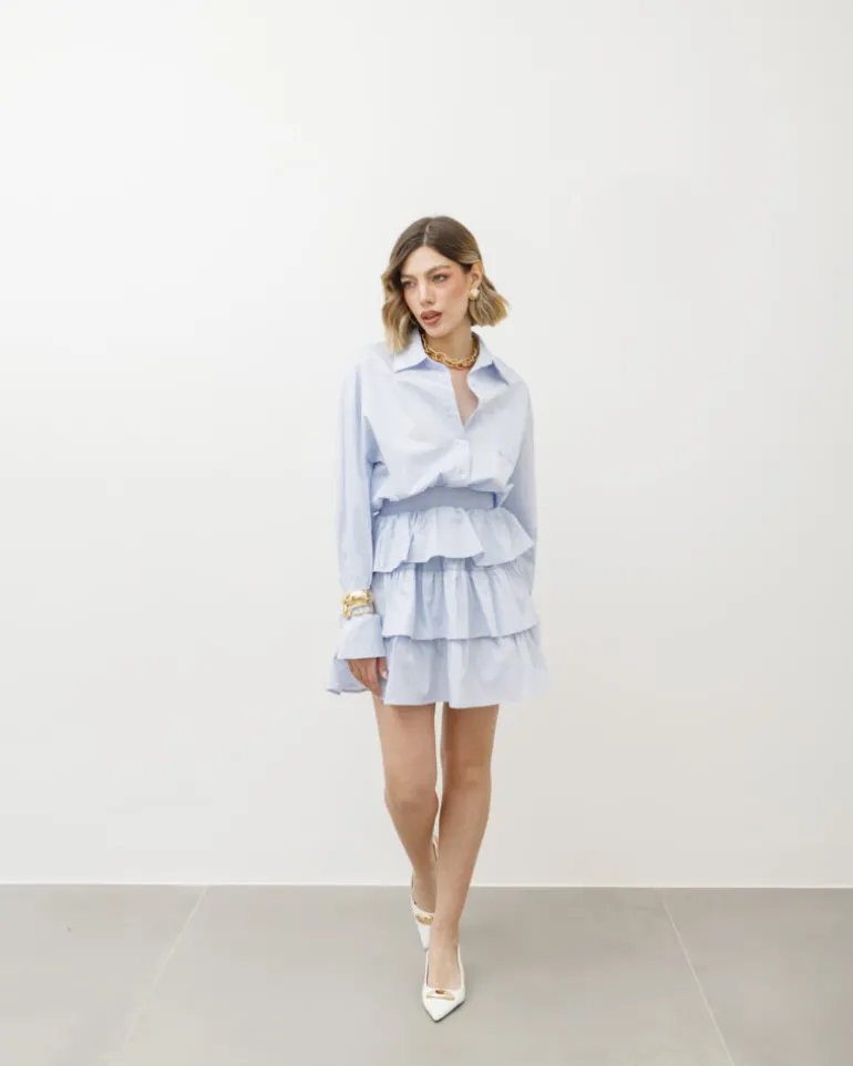 Abito in cotone con gonna a balze – 99710