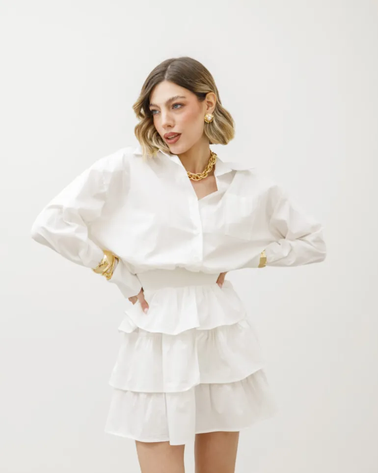 Abito in cotone con gonna a balze – 99710