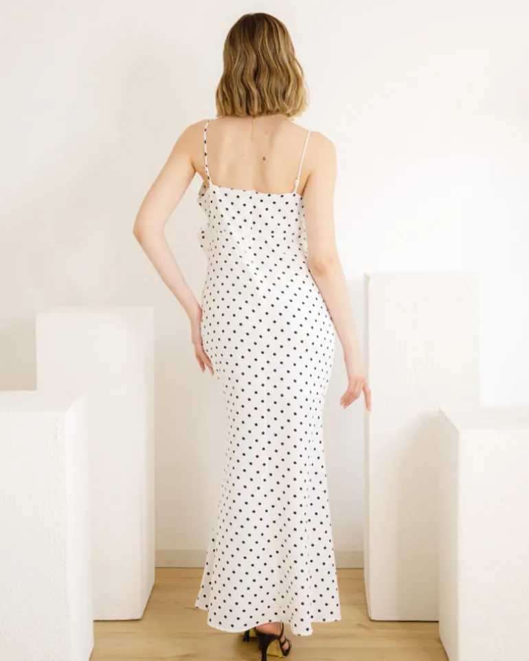 Abito lungo a pois con fiocco – FK39 SLC