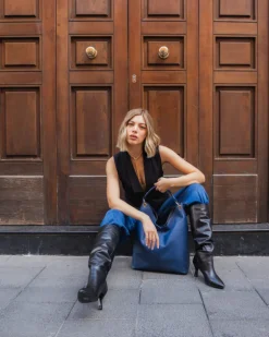 Borsa in pelle SIENNA blu – LOVING BAGS