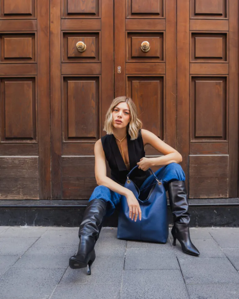 Borsa in pelle SIENNA blu – LOVING BAGS