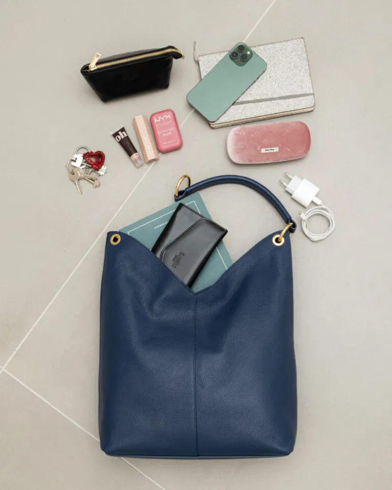 Borsa in pelle SIENNA blu – LOVING BAGS