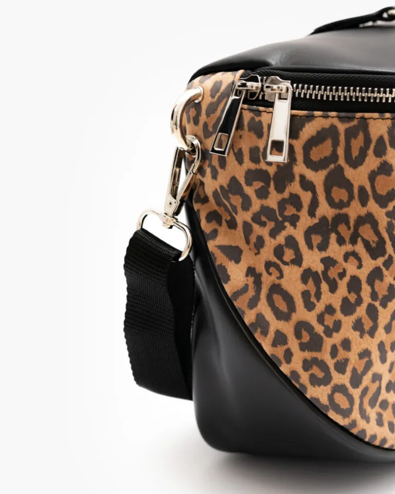Borsa ISABELLA in pelle nera ANIMALIER – LOVING BAGS