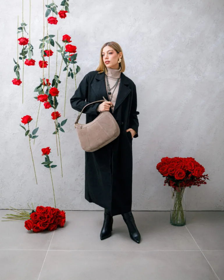 Borsa ROSE in camoscio – TORTORA