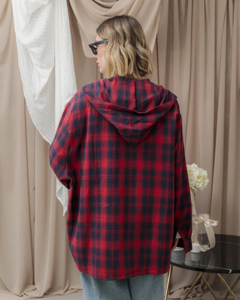 Camicia a quadri con cappuccio – H6908