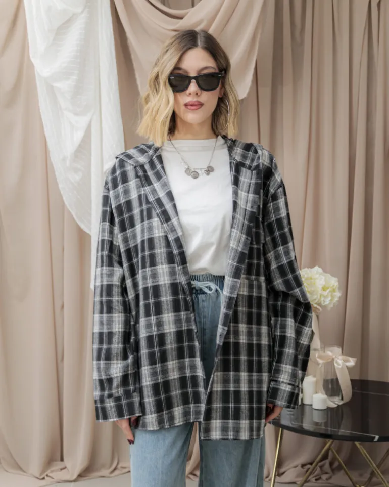 Camicia a quadri con cappuccio – H6908