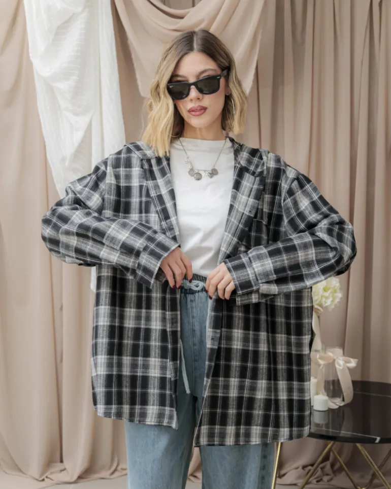 Camicia a quadri con cappuccio – H6908