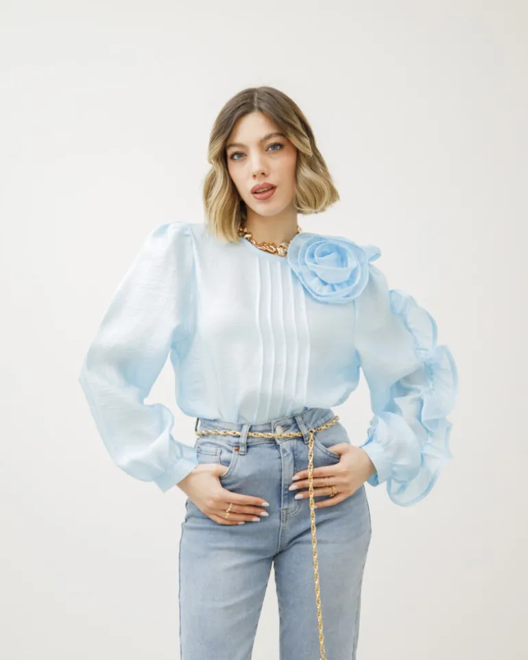 Camicia blusa con fiore – 8112