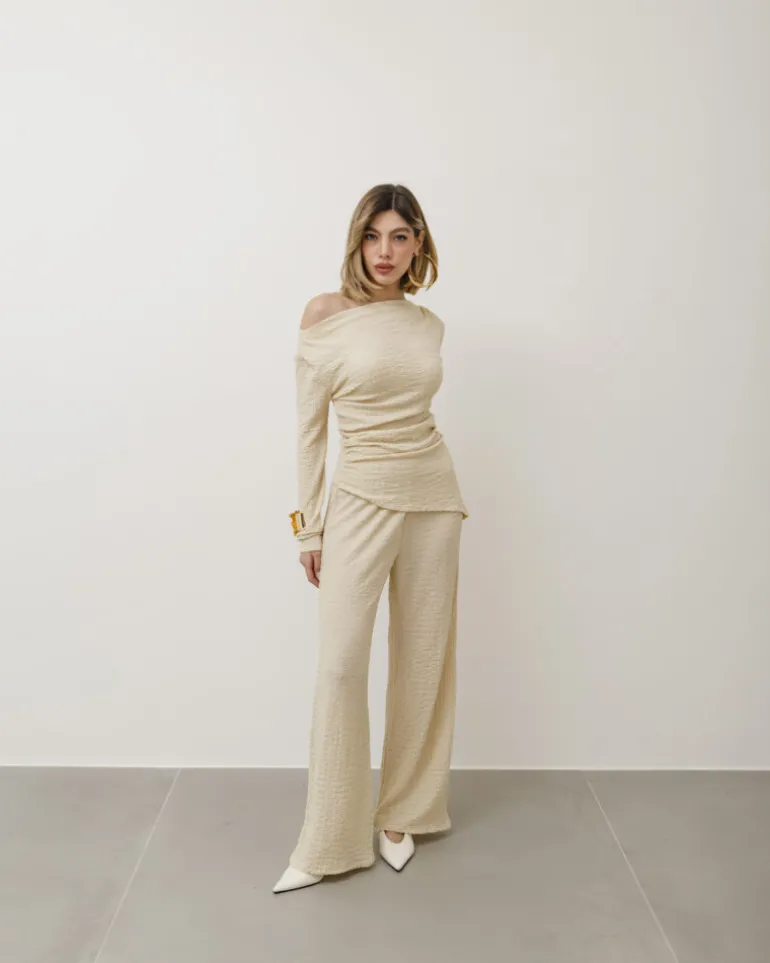 Coord-set in texture con pantaloni palazzo – 9778