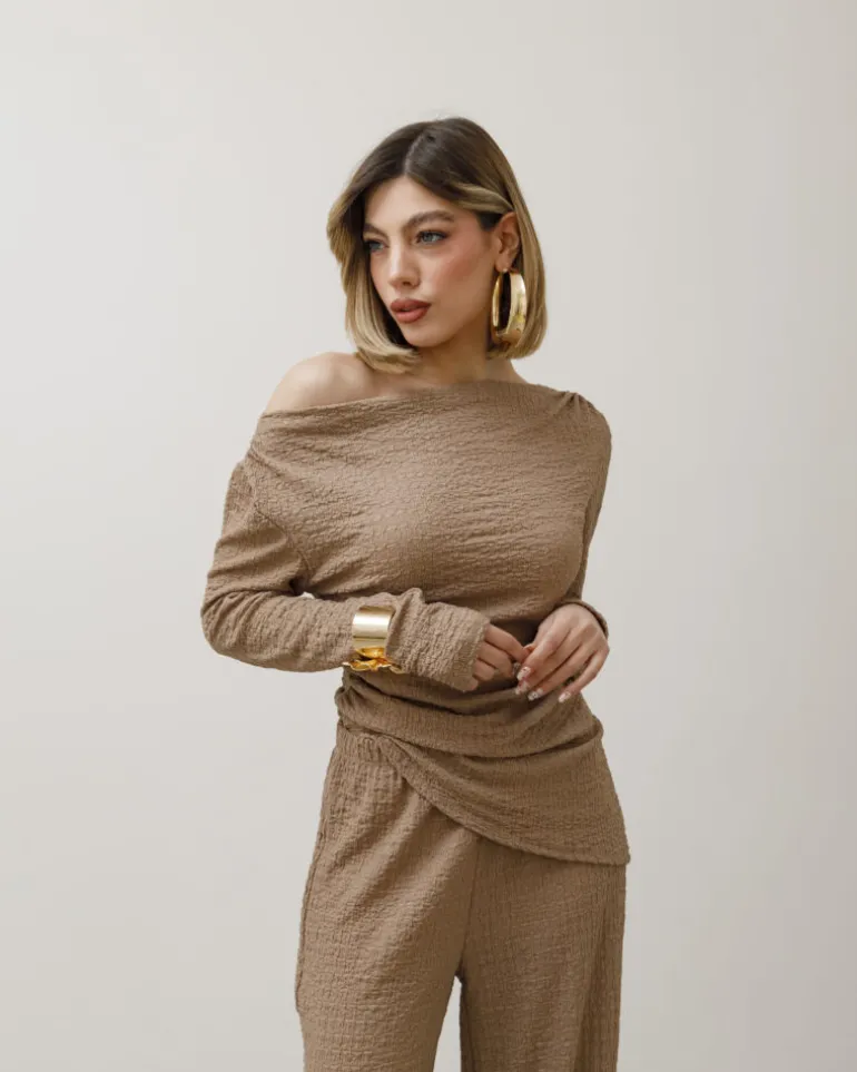 Coord-set in texture con pantaloni palazzo – 9778