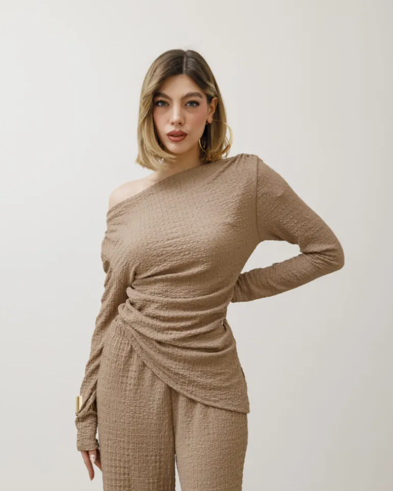 Coord-set in texture con pantaloni palazzo – 9778
