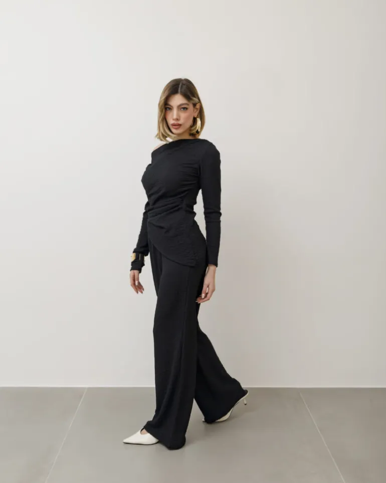 Coord-set in texture con pantaloni palazzo – 9778