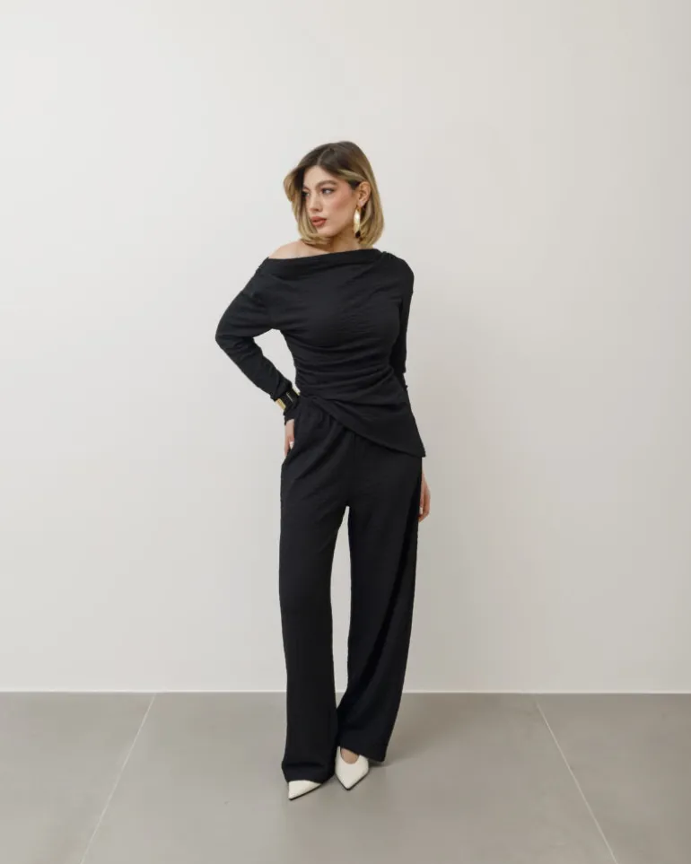Coord-set in texture con pantaloni palazzo – 9778