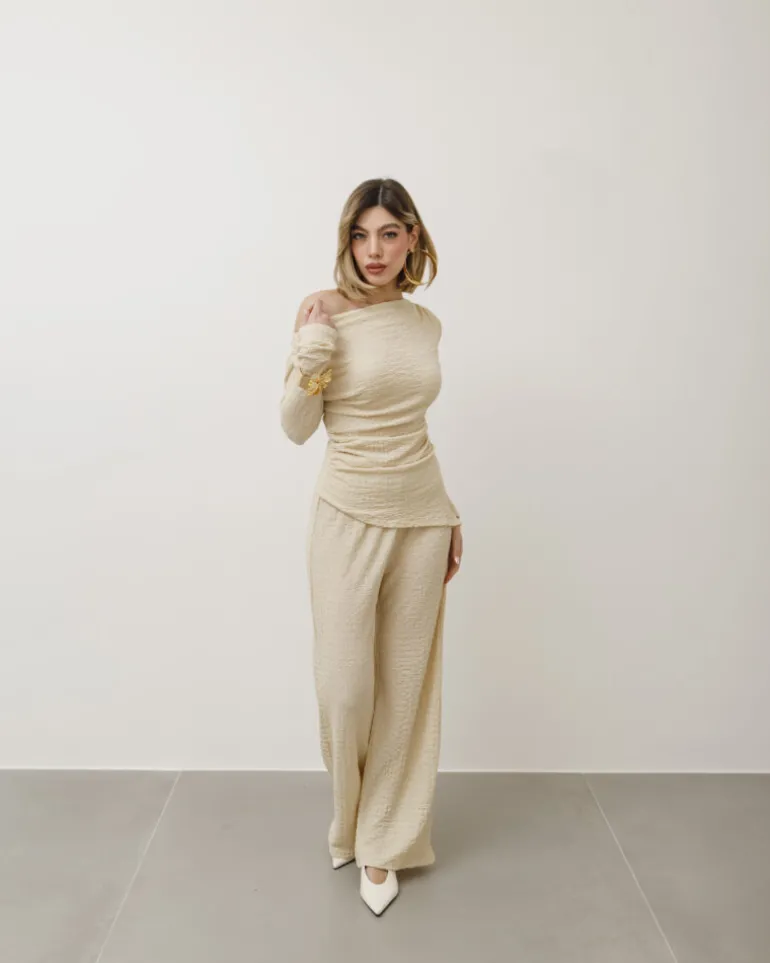 Coord-set in texture con pantaloni palazzo – 9778