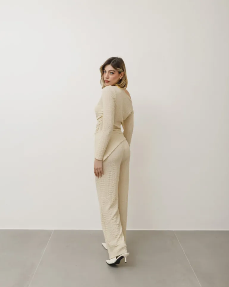 Coord-set in texture con pantaloni palazzo – 9778