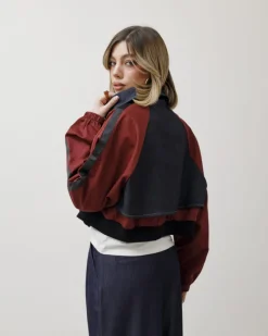 Giacca in denim combinata – V6786