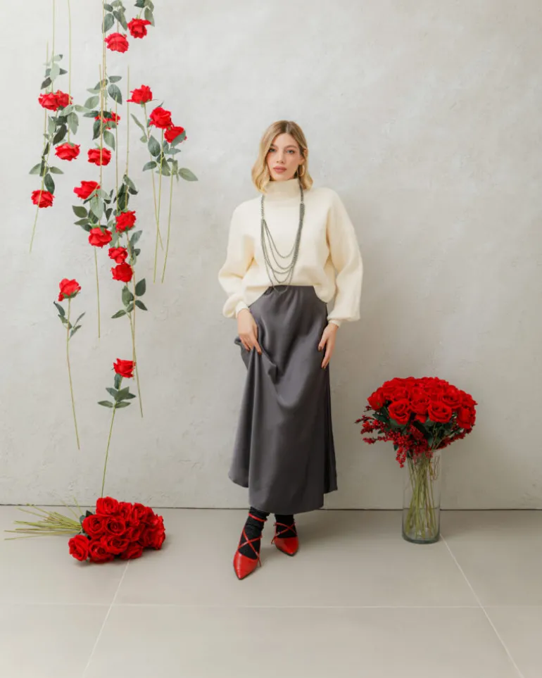 Gonna midi satin – 16606