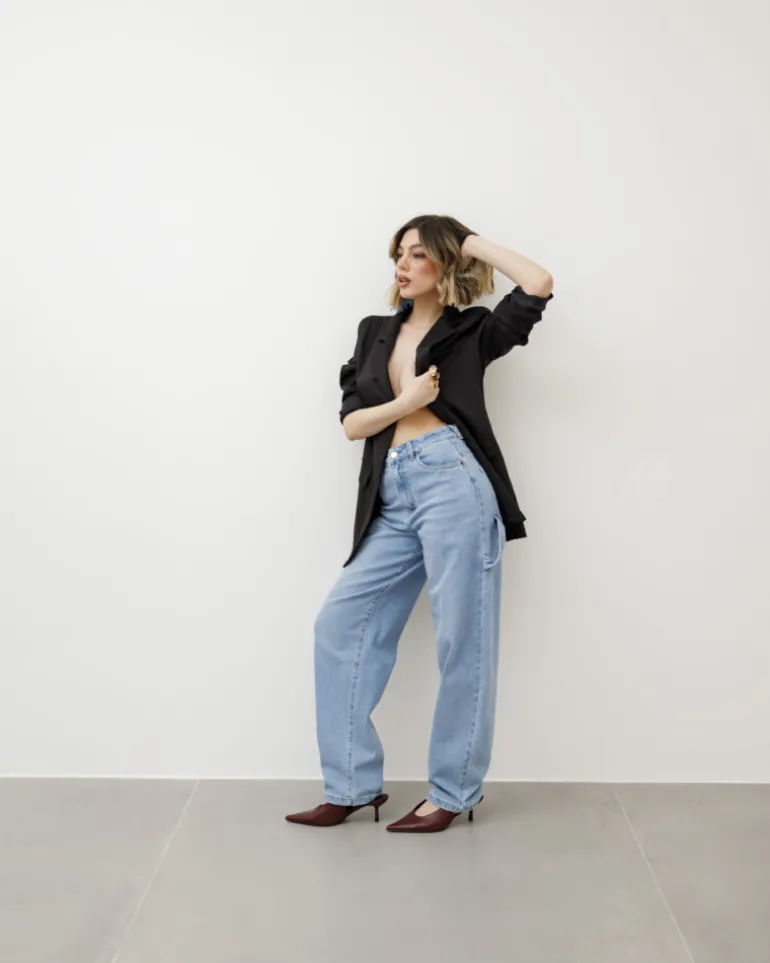 Jeans ballon cargo blu slavato – 8401