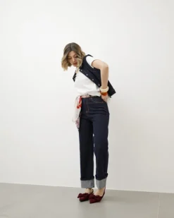 Jeans blu scuro con piega – KT81