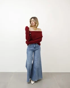 Jeans palazzo con cuciture – F31720