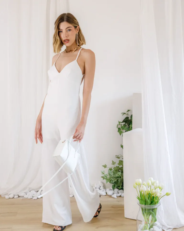 Jumpsuit con incrocio bianca – 9511