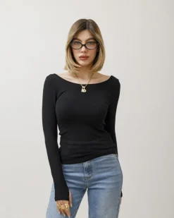 Maglia in costina con scollo – 1582