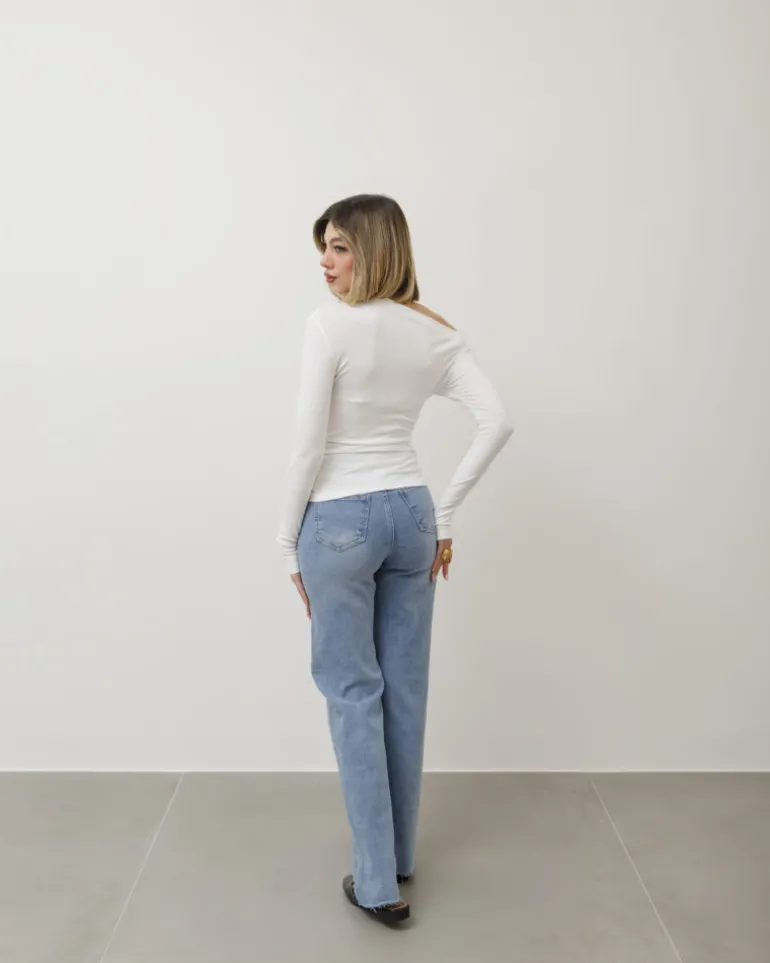 Maglia in cotone con scollo asimmetrico – 14718
