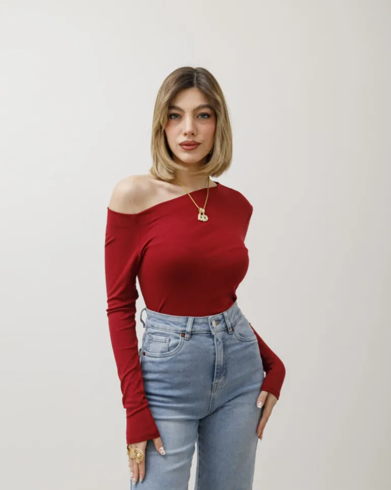 Maglia in cotone con scollo asimmetrico – 14718