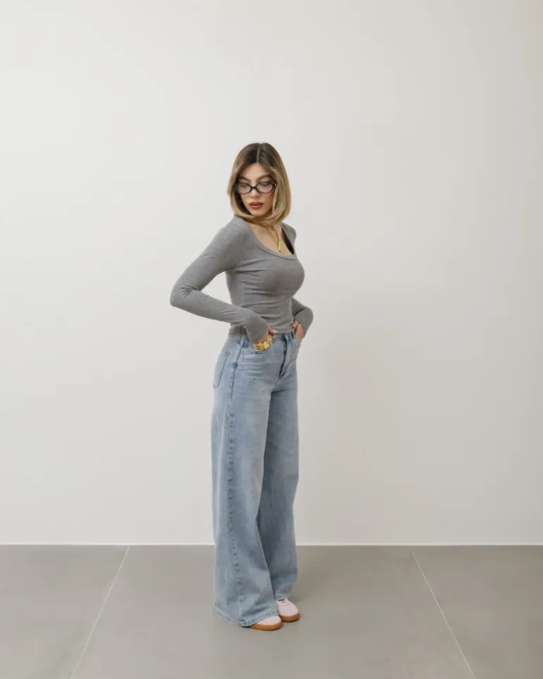 Maglia in cotone scollo quadrato – 7838