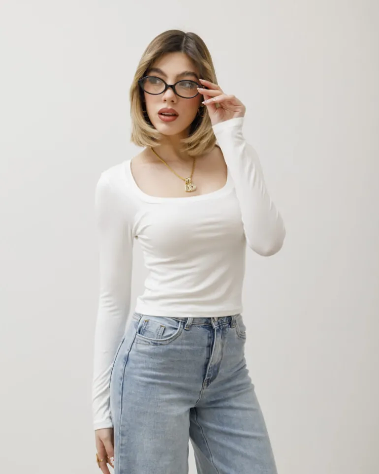 Maglia in cotone scollo quadrato – 7838
