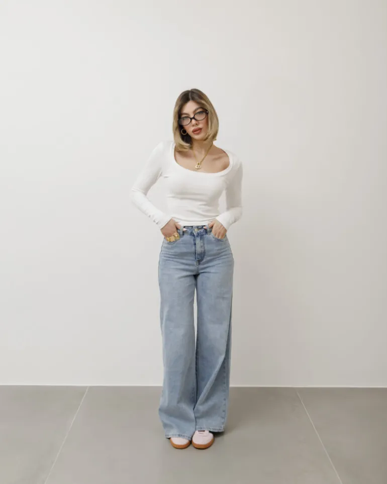 Maglia in cotone scollo quadrato – 7838