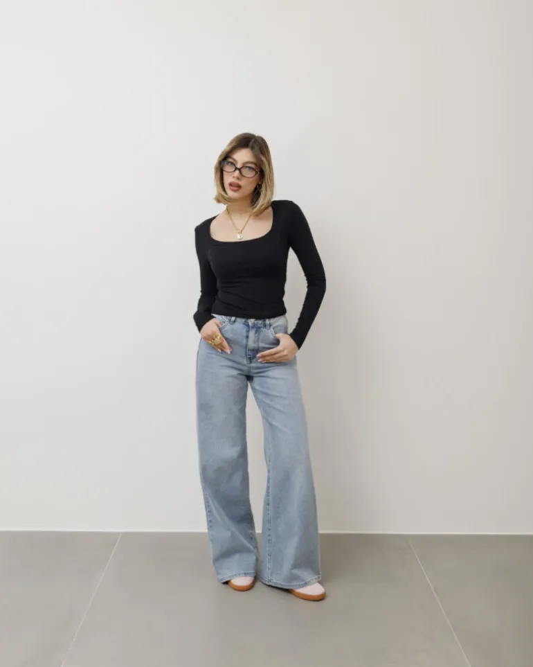 Maglia in cotone scollo quadrato – 7838