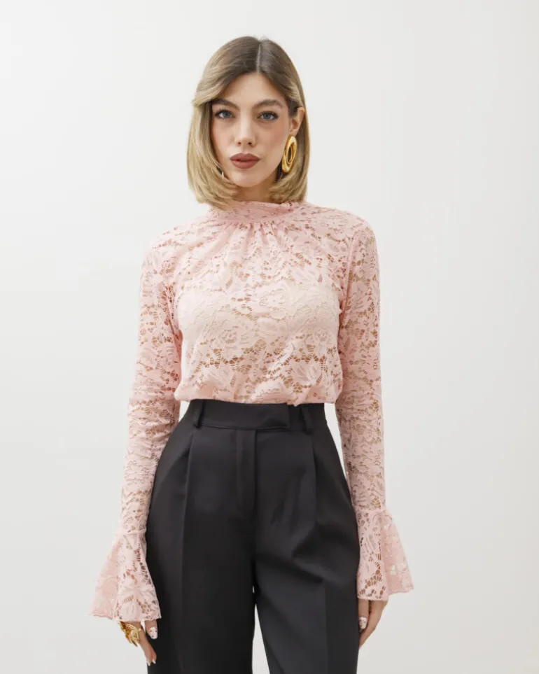 Maglia in pizzo con colletto – 18189