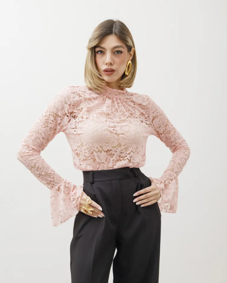 Maglia in pizzo con colletto – 18189