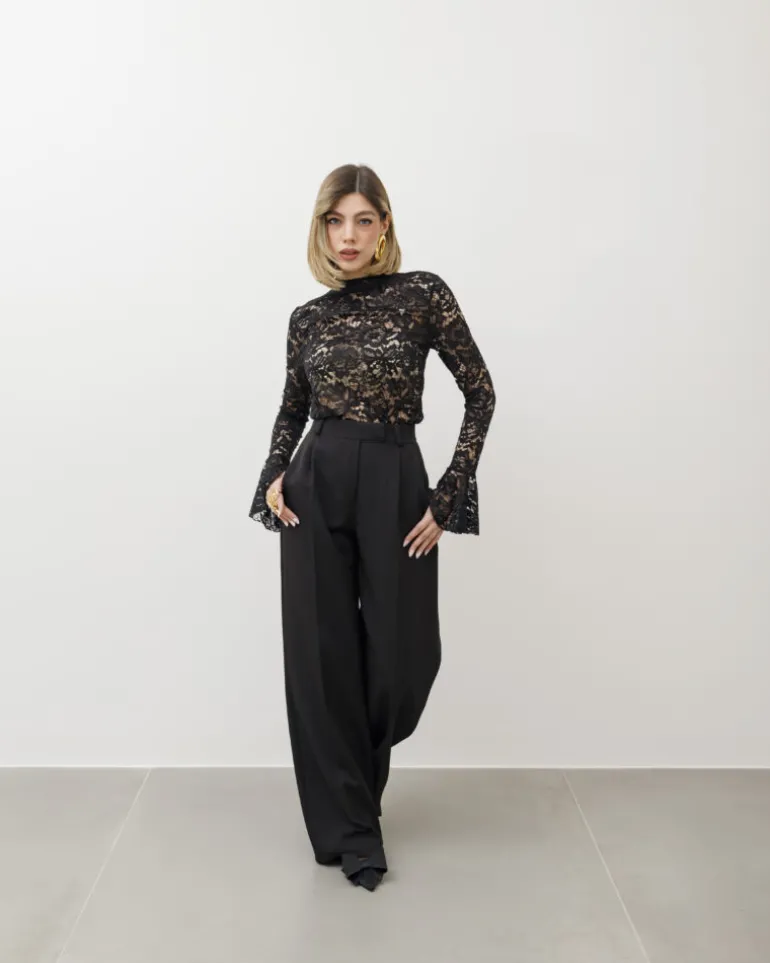 Maglia in pizzo con colletto – 18189