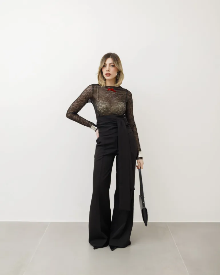Maglia in pizzo con fiocco – H4611