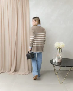 Maglione a righe in lana girocollo – G098