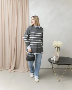 Maglione a righe in lana girocollo – G098