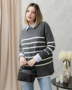 Maglione a righe in lana girocollo – G098