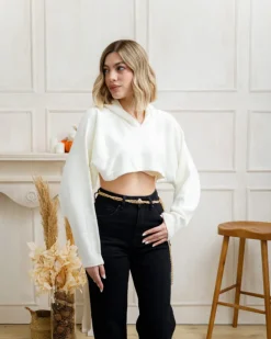 Maglione crop con cappuccio – 60499