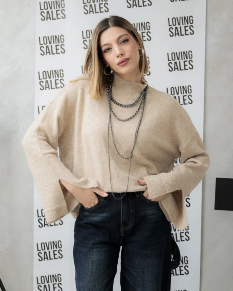Maglione in lana con manica ampia – G090