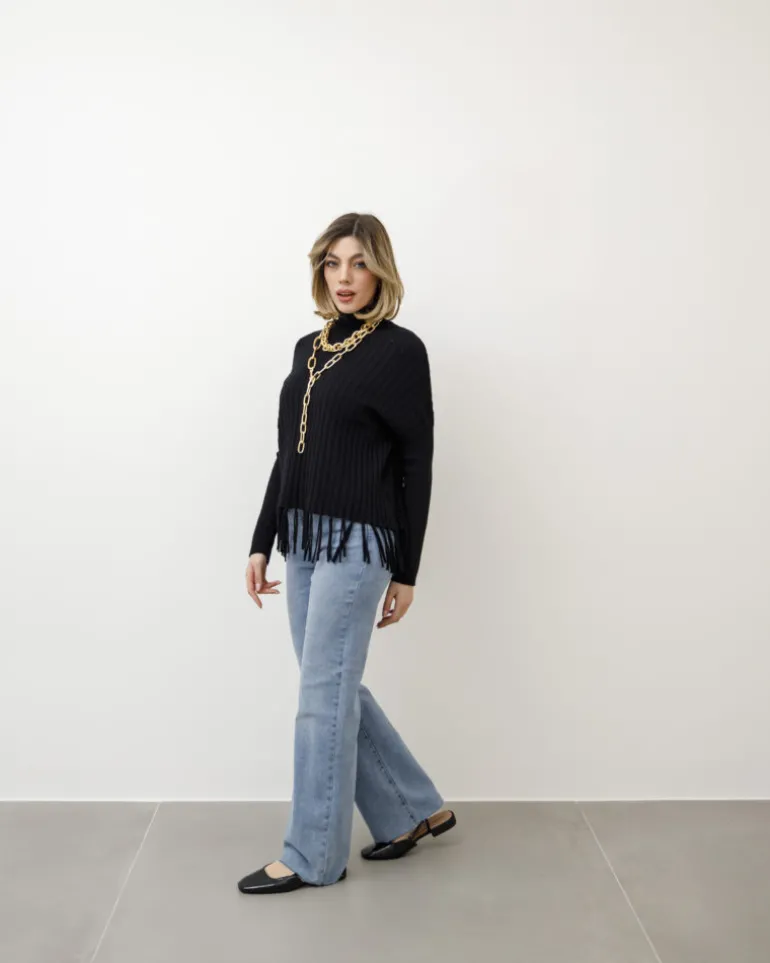 Maglione lavorato con frange – Z1182