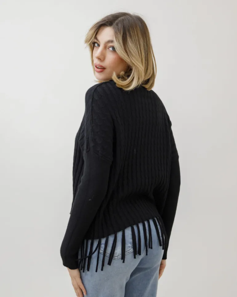 Maglione lavorato con frange – Z1182