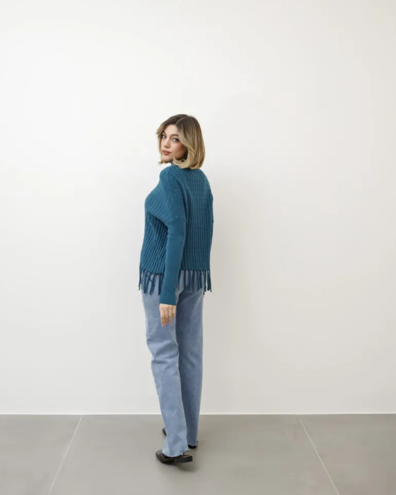 Maglione lavorato con frange – Z1182