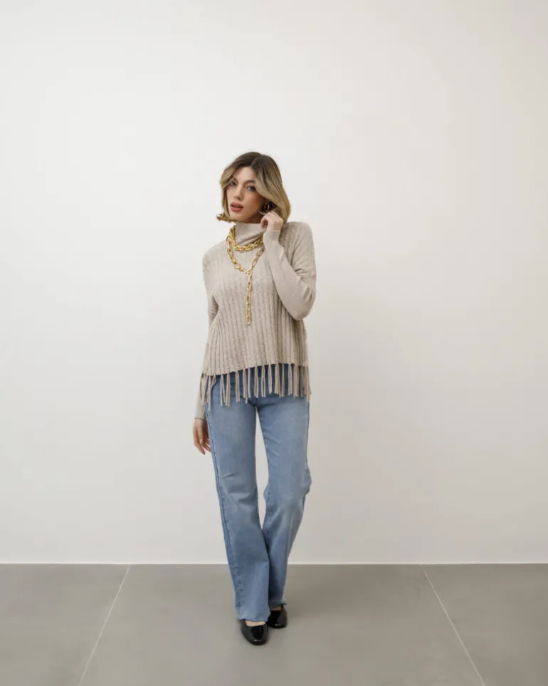 Maglione lavorato con frange – Z1182