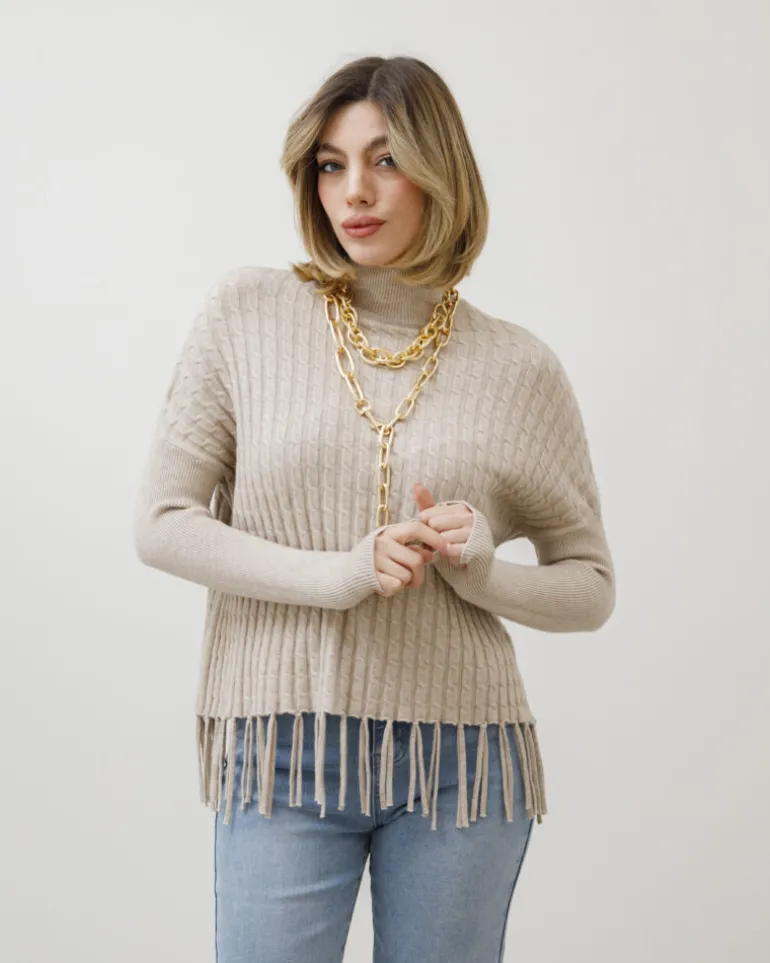 Maglione lavorato con frange – Z1182