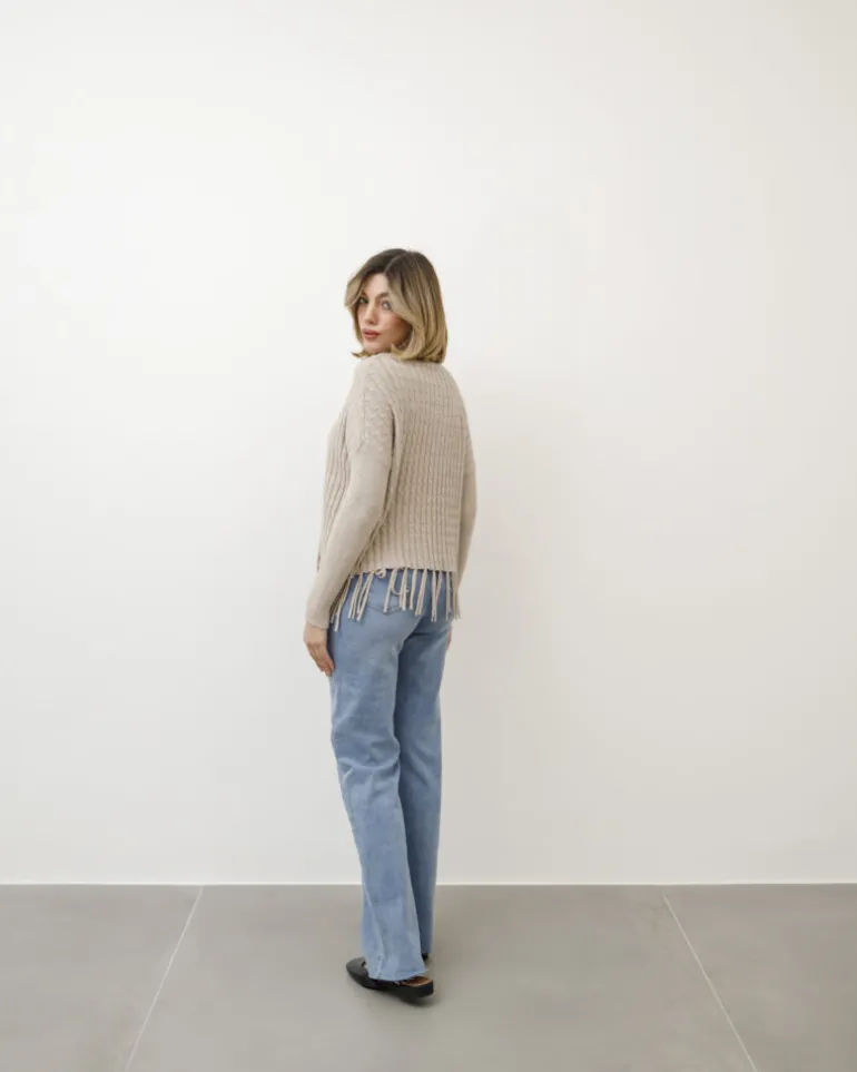 Maglione lavorato con frange – Z1182