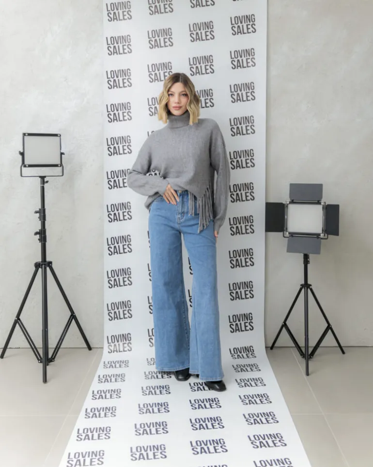 Maglione morbido con frange – G137
