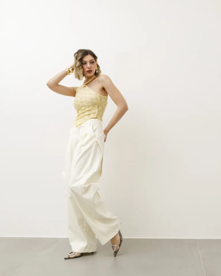 Pantaloni eleganti ballon panna – P6696