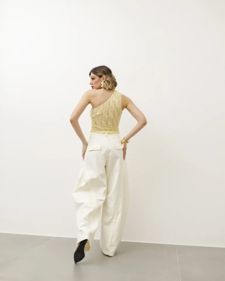 Pantaloni eleganti ballon panna – P6696